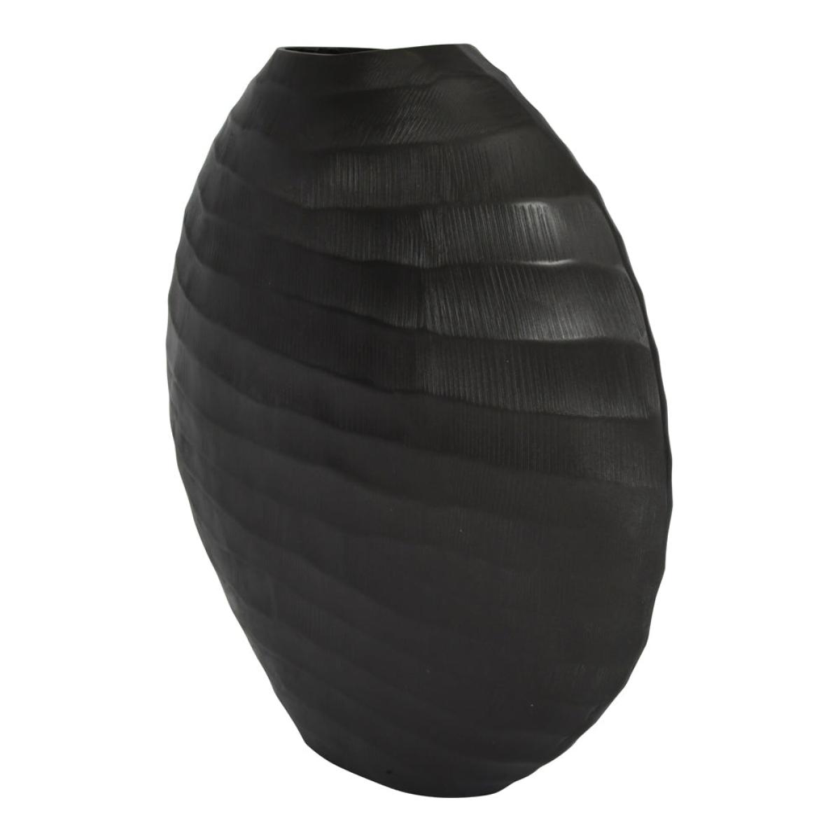 Libra Iconic Ripples Graphite Aluminium Elliptical Vase Large – image 3