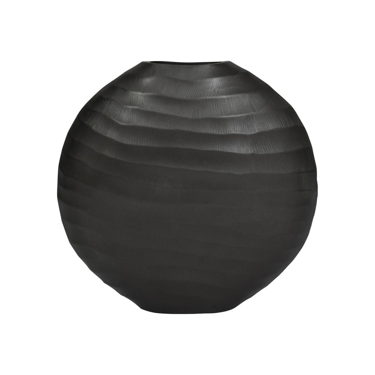 Libra Iconic Ripples Graphite Aluminium Elliptical Vase Large – image 1