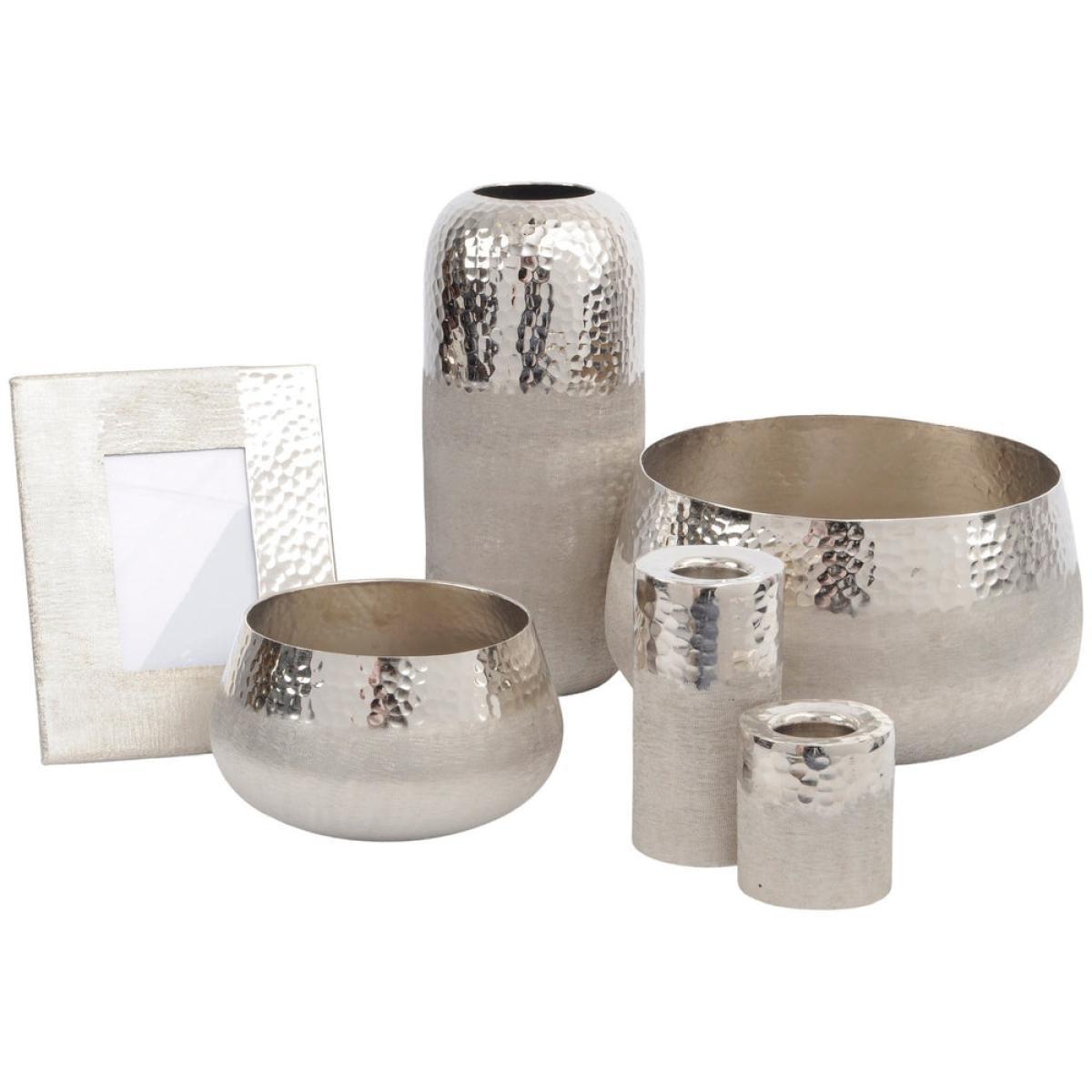 Libra Fuse Large Vase Hammered and Brushed Silver Finish – image 3