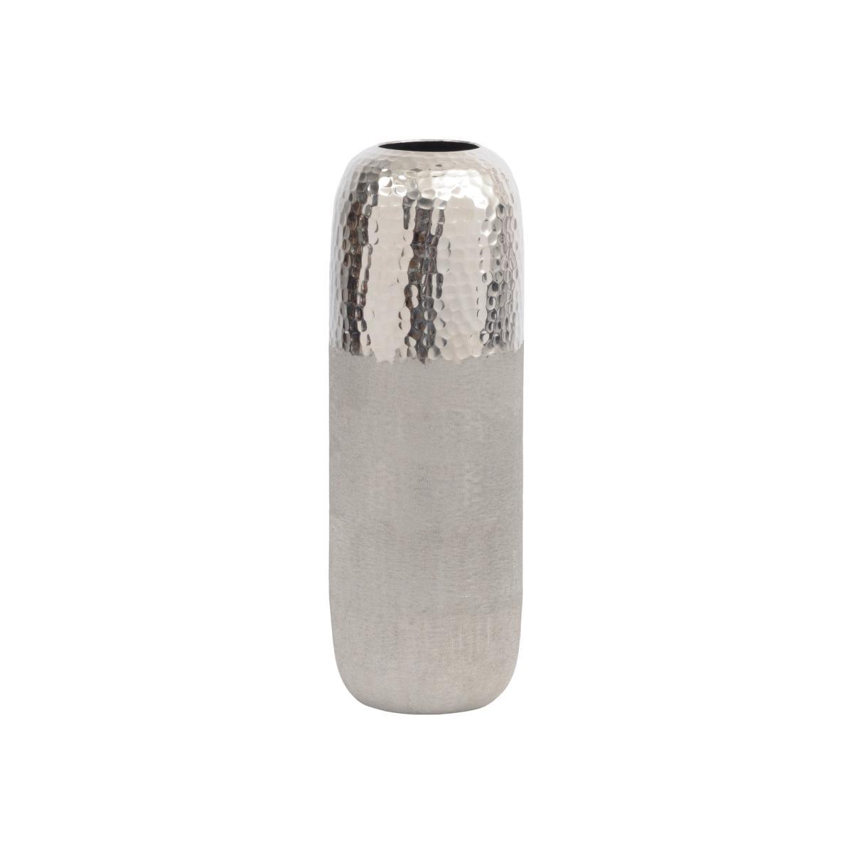 Libra Fuse Large Vase Hammered and Brushed Silver Finish – image 1