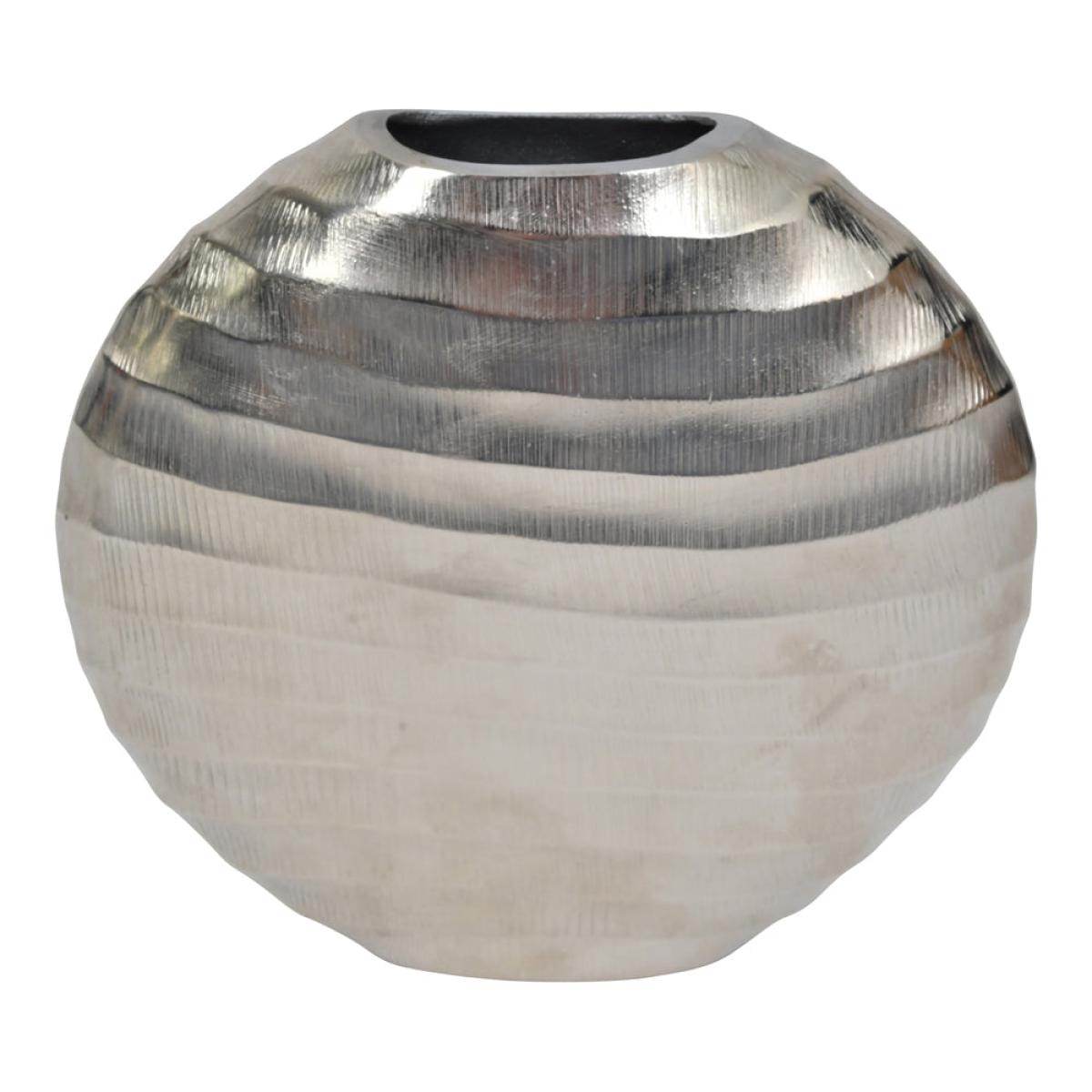 Libra Iconic Ripples Silver Aluminium Elliptical Vase Small – image 2