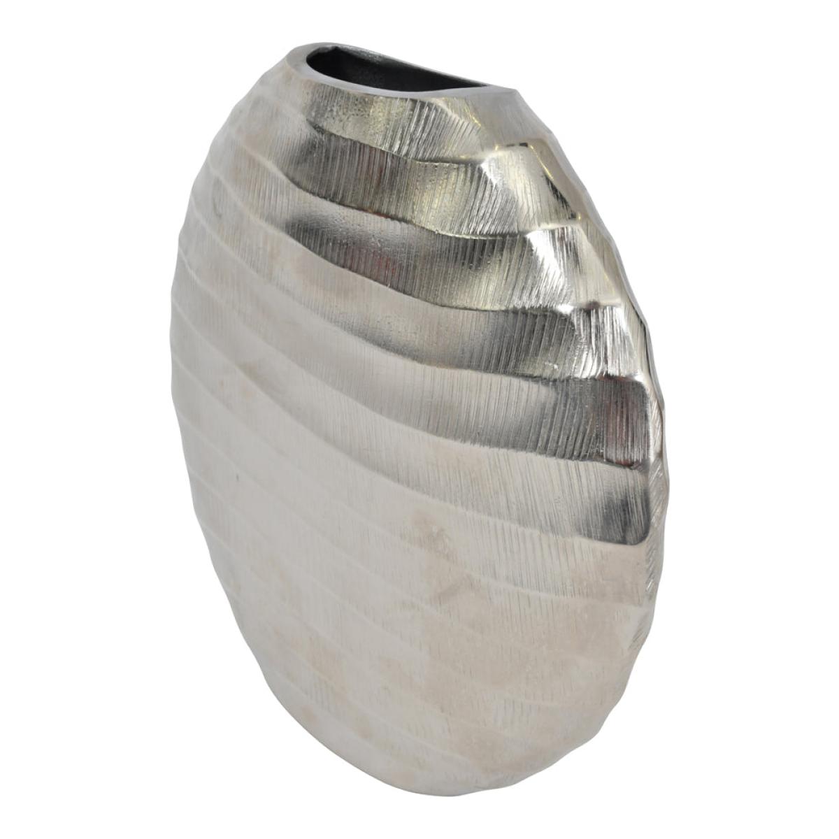 Libra Iconic Ripples Silver Aluminium Elliptical Vase Small – image 3