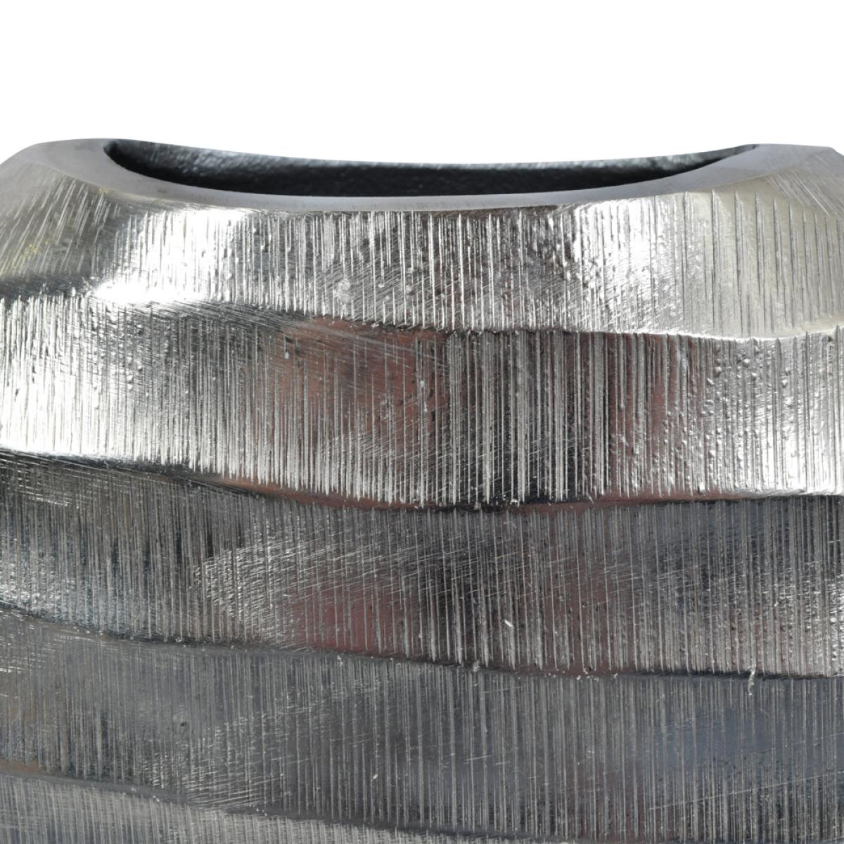 Libra Iconic Ripples Silver Aluminium Elliptical Vase Small – image 4