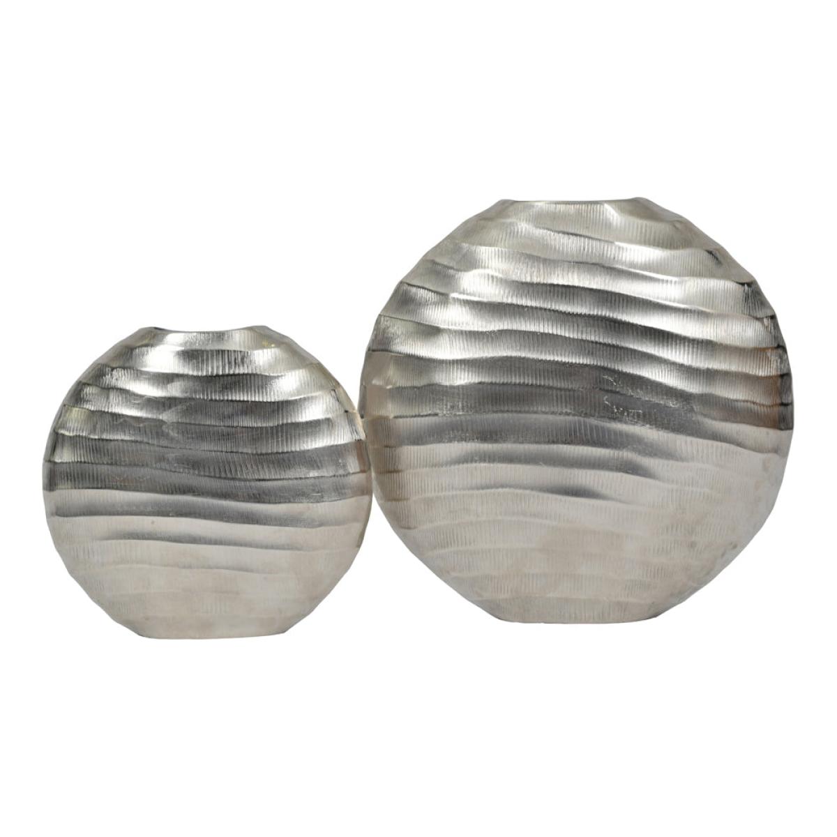 Libra Iconic Ripples Silver Aluminium Elliptical Vase Small – image 7