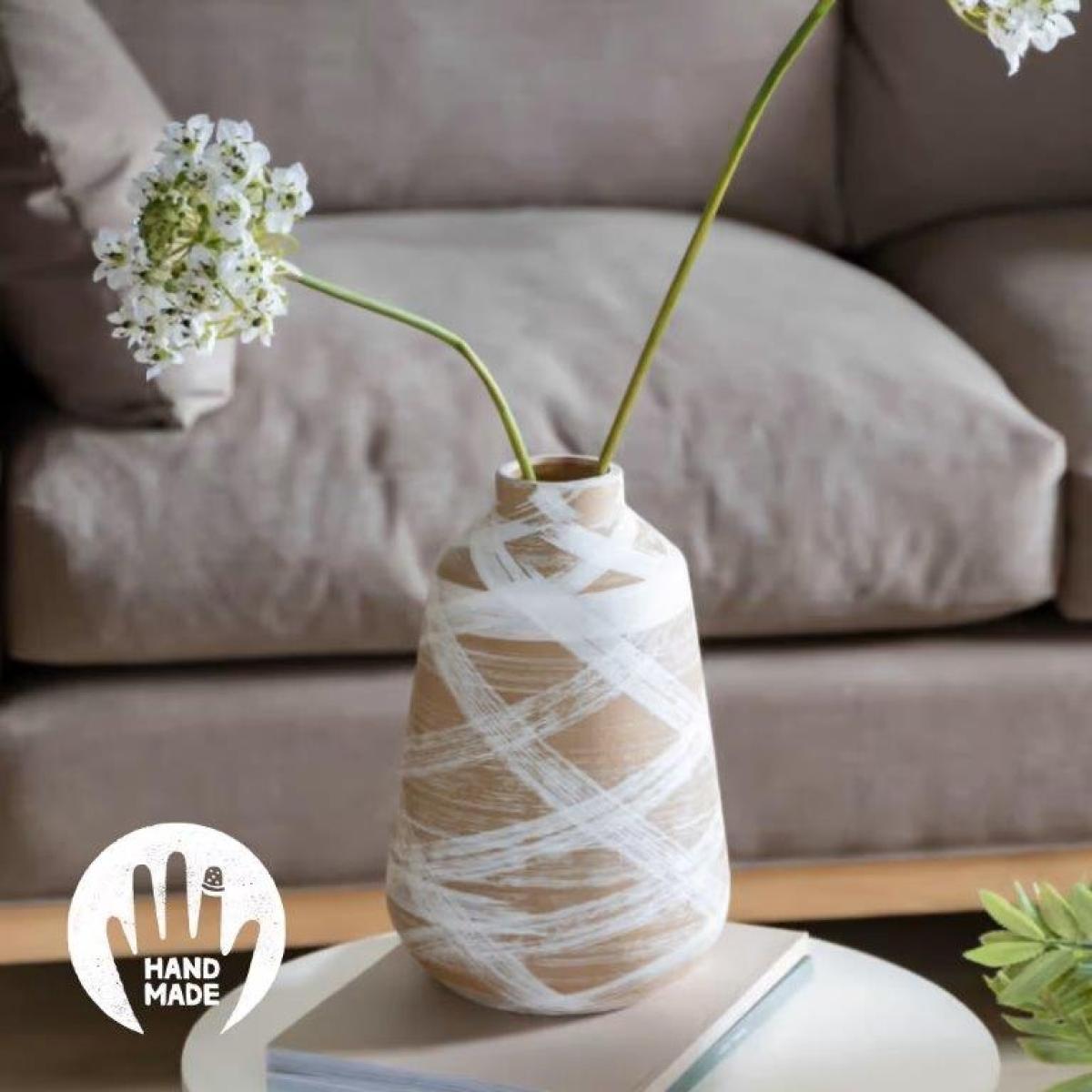 Tarka Reactive Large Stoneware Vase - Brown/White – image 3