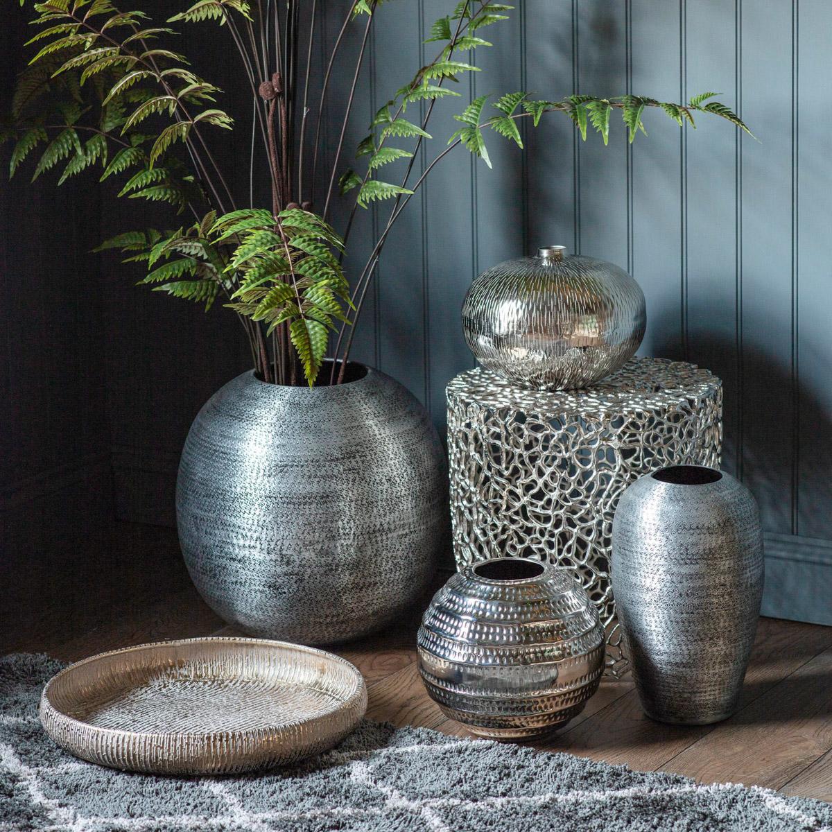 Myra Silver Metal Vase – image 2