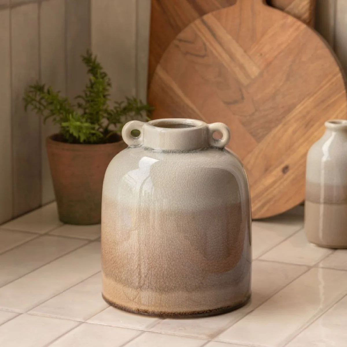 Ennis Crackle Glaze Vase in Natural – image 2