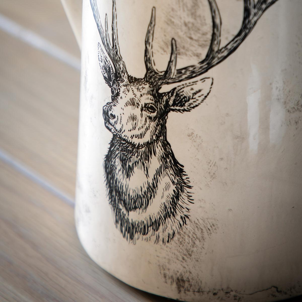 Wildwood Stag Distressed Pitcher Vase – image 3