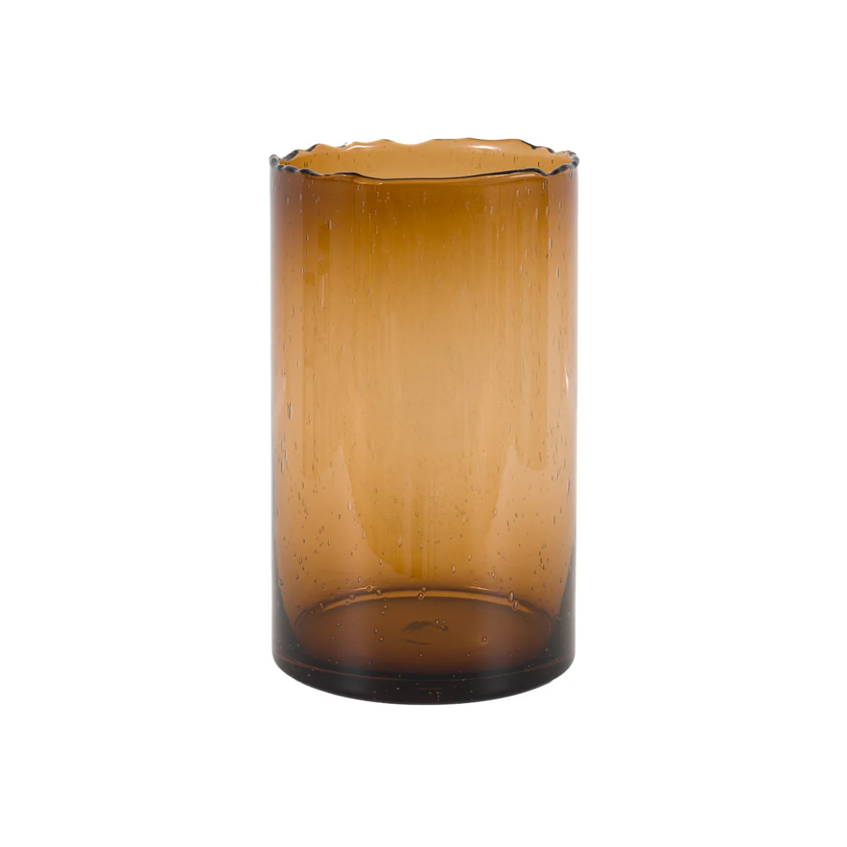 Avella Edged Cut Glass Vase in Brown, Large – image 1
