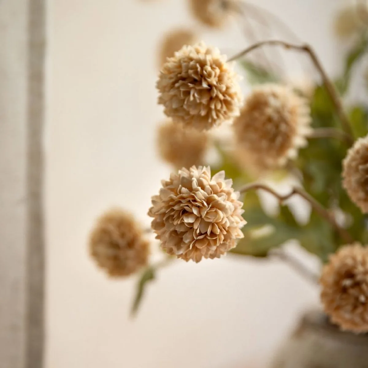 Faux Pom Pom Arrangement in Ceramic Vase – image 5