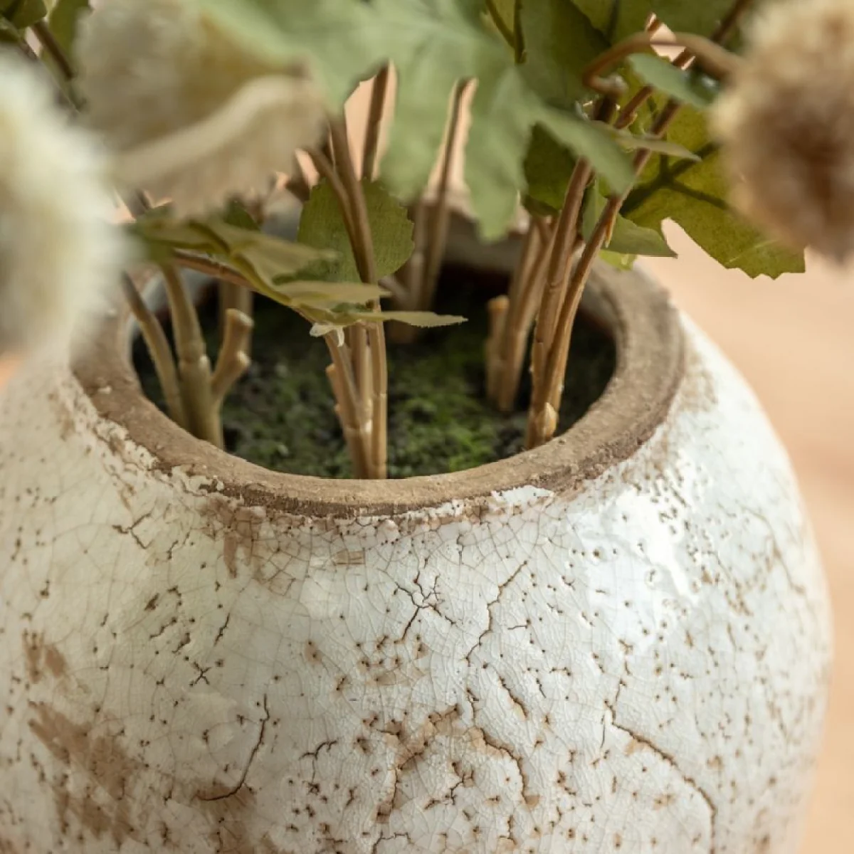 Faux Pom Pom Arrangement in Ceramic Vase – image 6