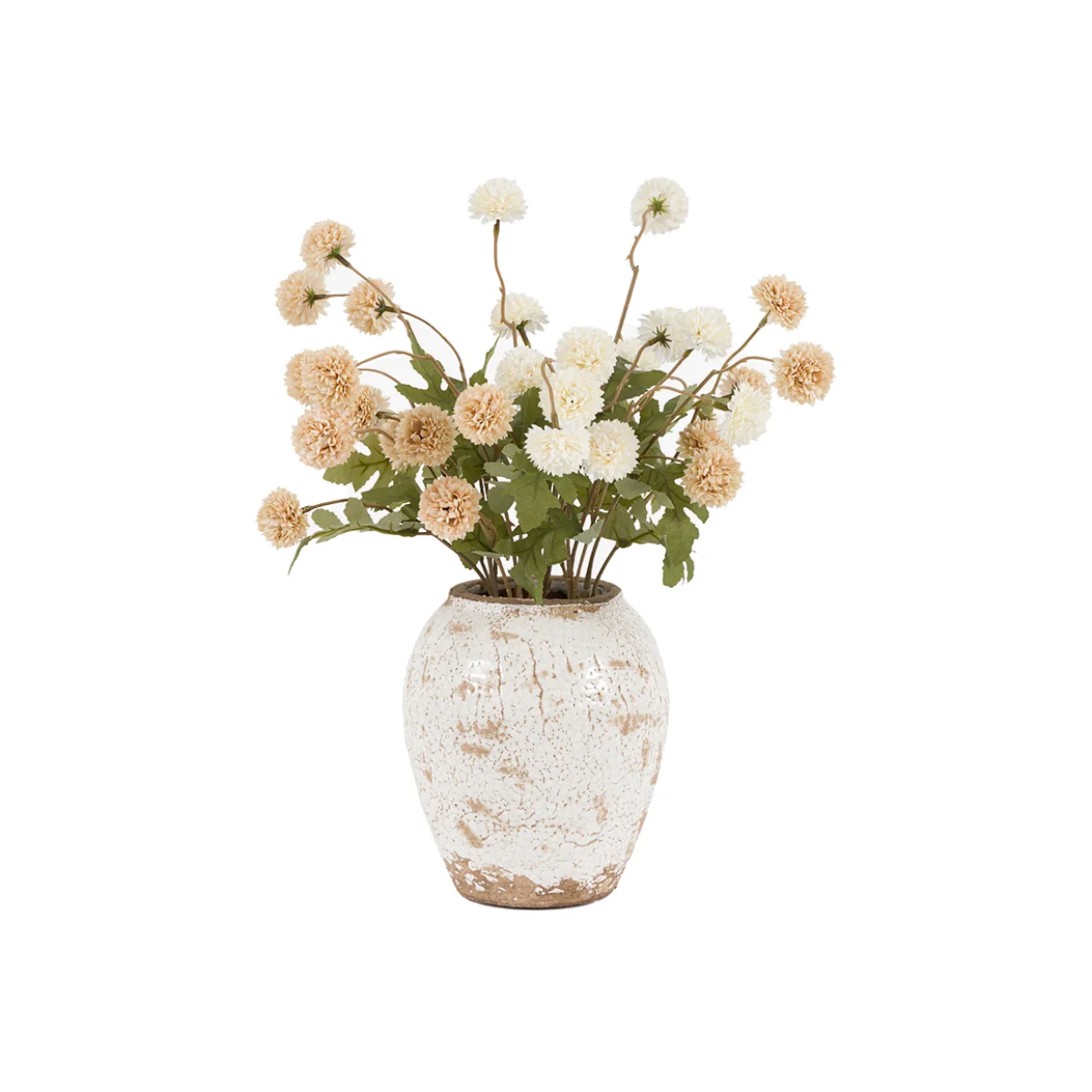 Faux Pom Pom Arrangement in Ceramic Vase – image 1