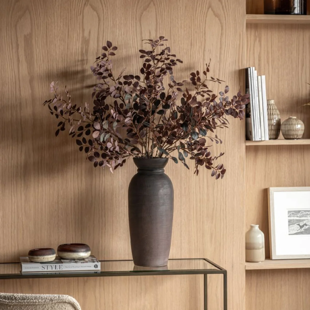 Faux Burgundy Eucalyptus in Vase – image 2