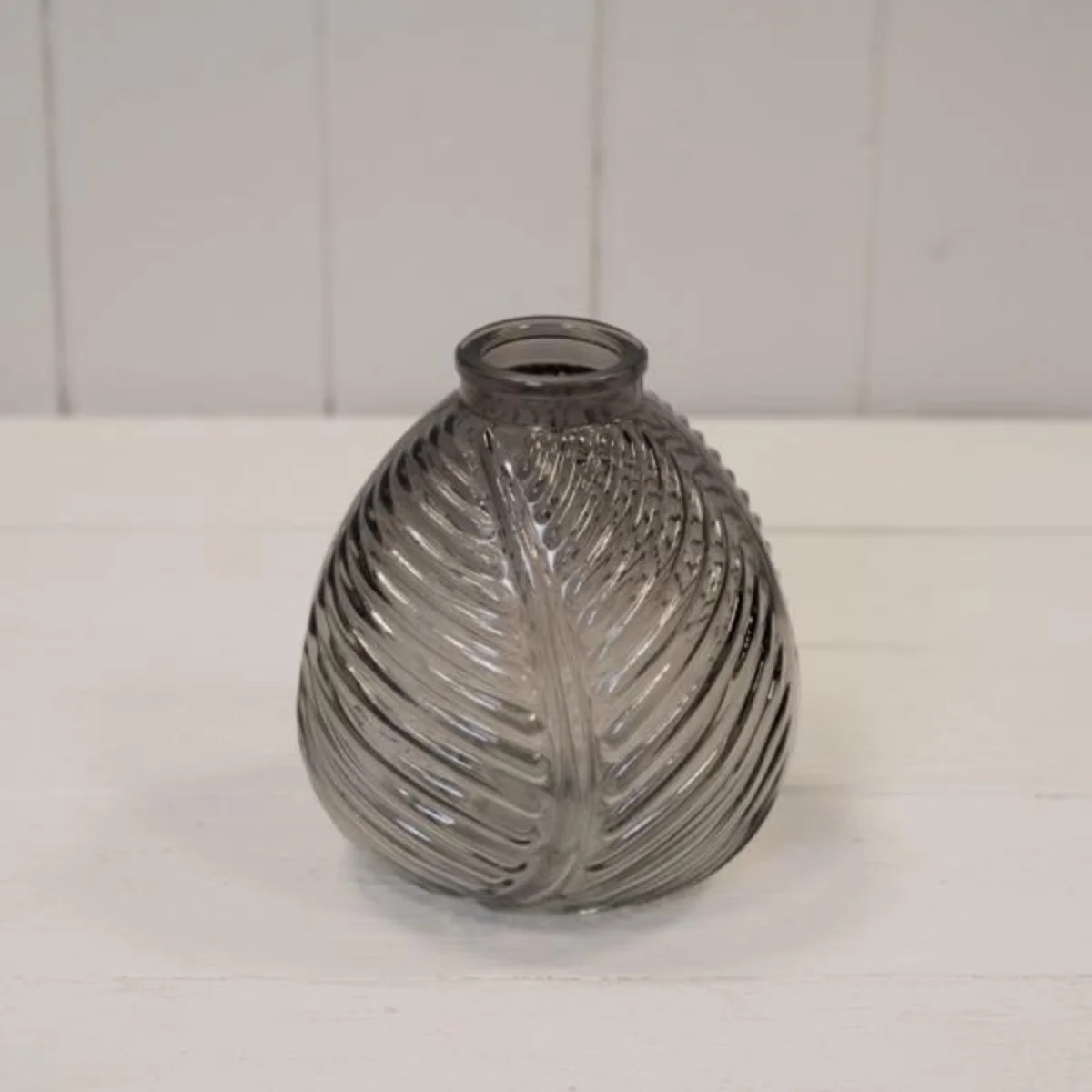 Contemporary Smoky Grey Leaf Bottle - Grey