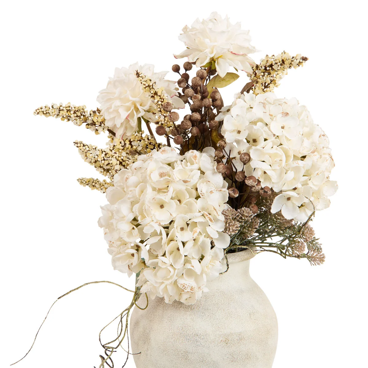 Faux Hydrangea Arrangement in Ceramic Vase – image 2