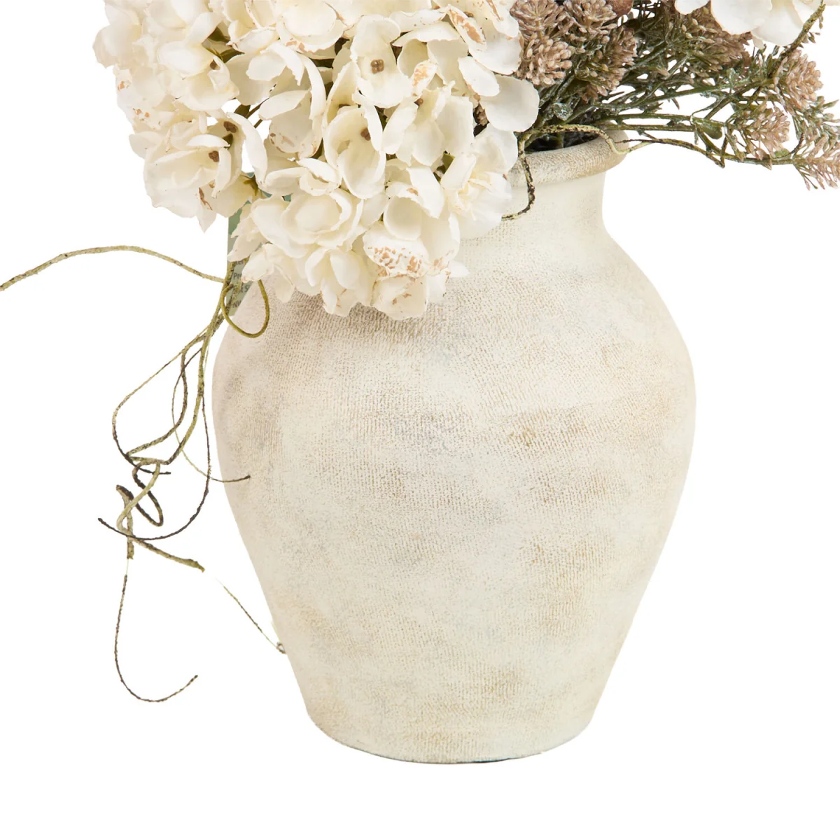 Faux Hydrangea Arrangement in Ceramic Vase – image 3