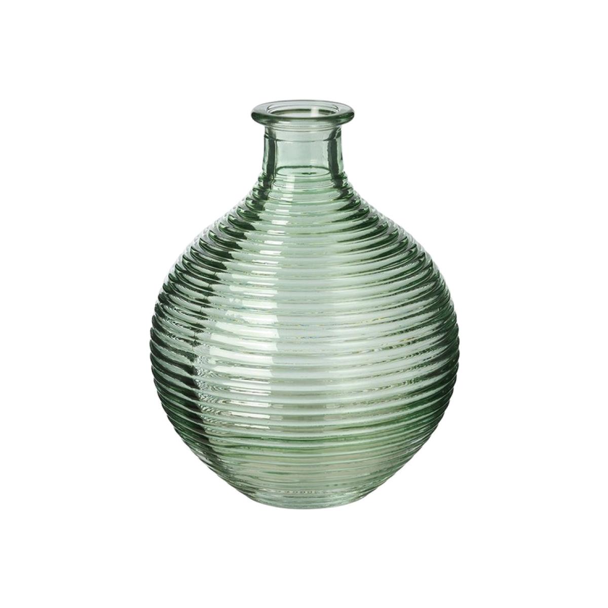 Ridged Evelyn Bottle Vase - Green / 12cm