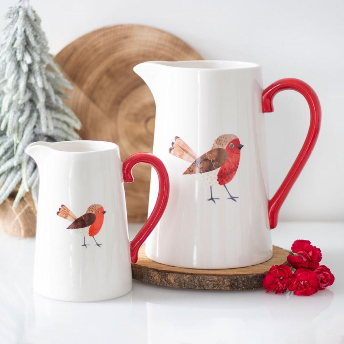 Ceramic Robin Flower Jug Vase - Multicolour – image 2