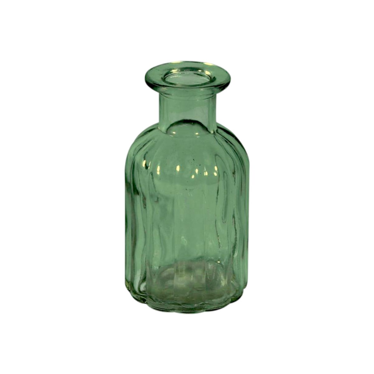 Green Glass Bud Vase - H10.5cm / 5.5cm