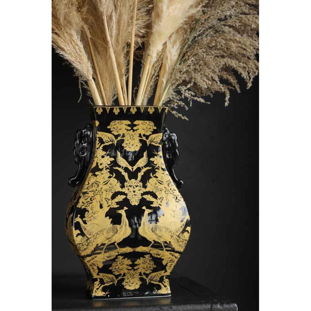 Black & Gold Chinoiserie Porcelain Vase – image 5