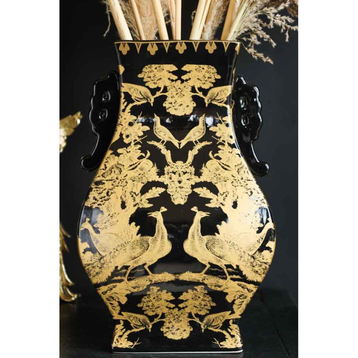 Black & Gold Chinoiserie Porcelain Vase – image 7
