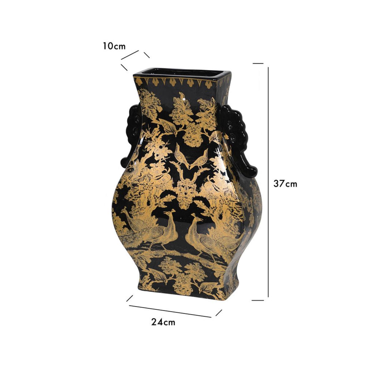 Black & Gold Chinoiserie Porcelain Vase – image 8