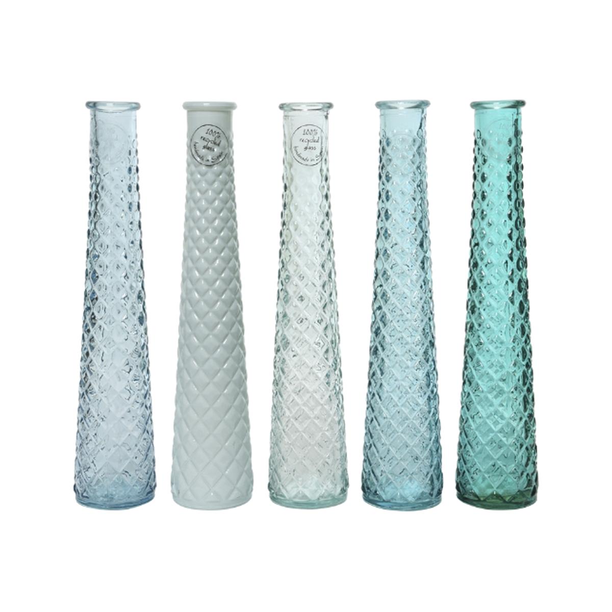Set Of 5 Textured Ocean Vase - Blue
