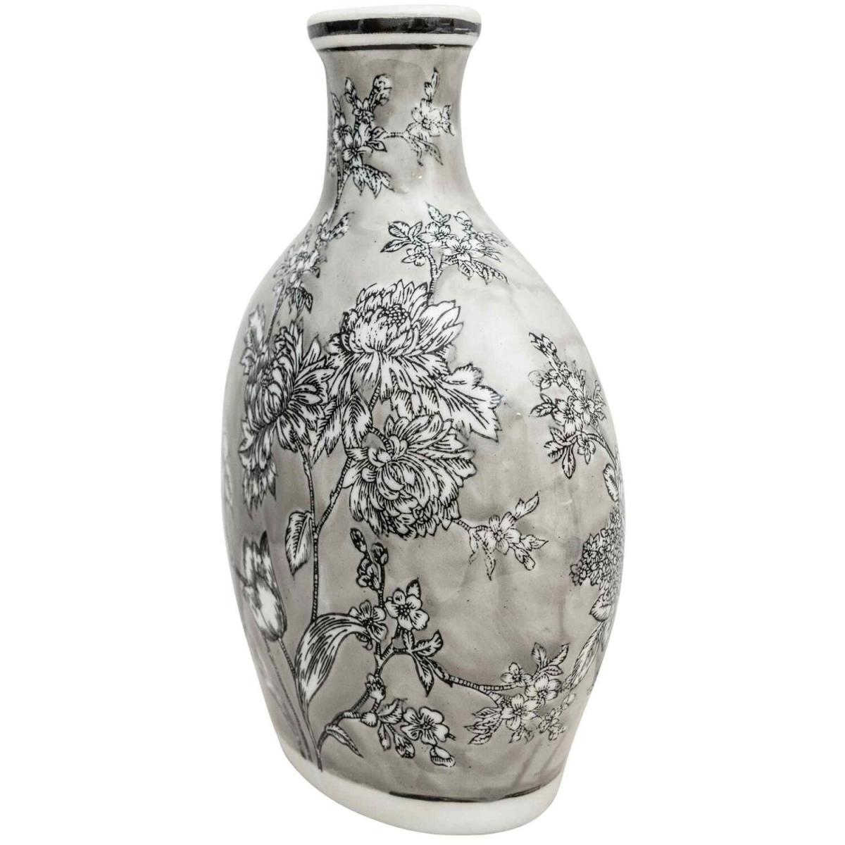 Peony Grey White Bottle Vase - Grey – image 3