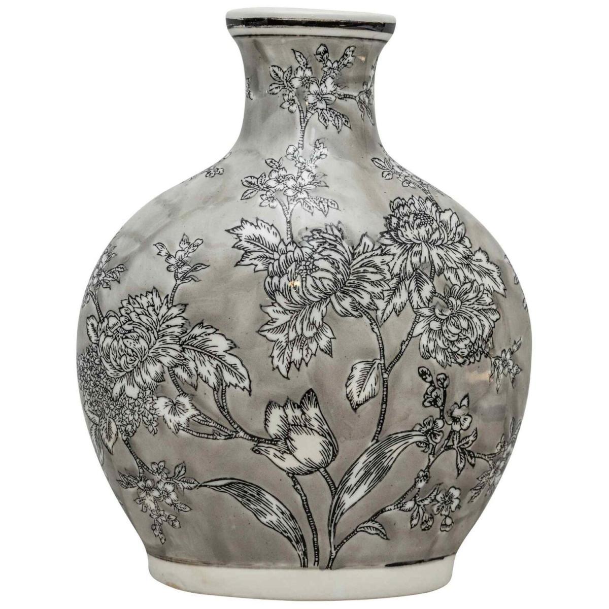 Peony Grey White Bottle Vase - Grey – image 6