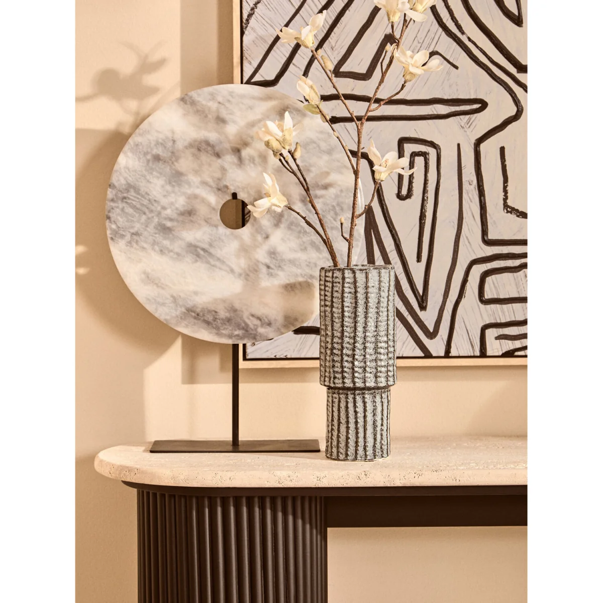 Colbie Large Embossed Amber Glass Vase – image 3