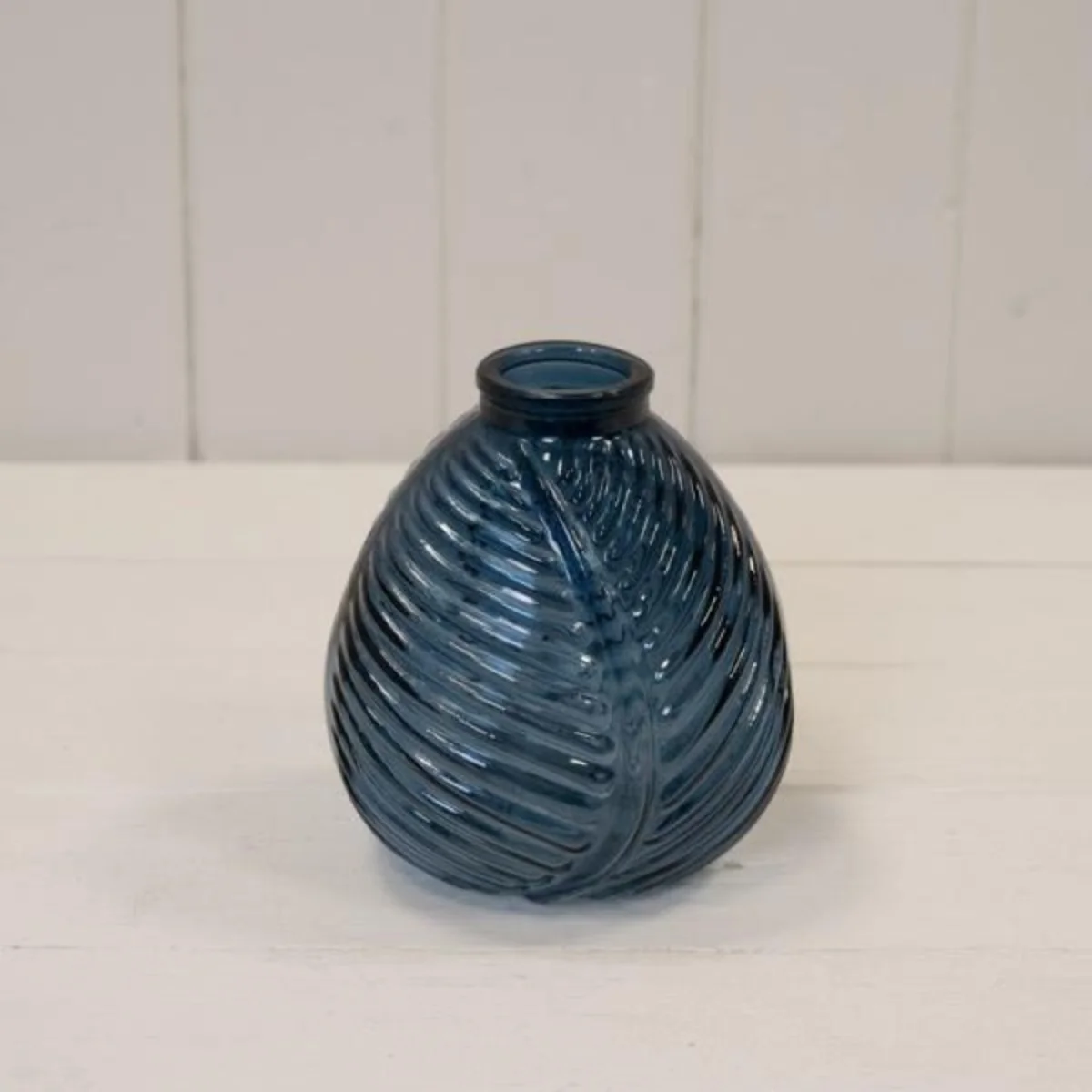 Elegant Blue Leaf Bottle Vase for Home Decor - Blue