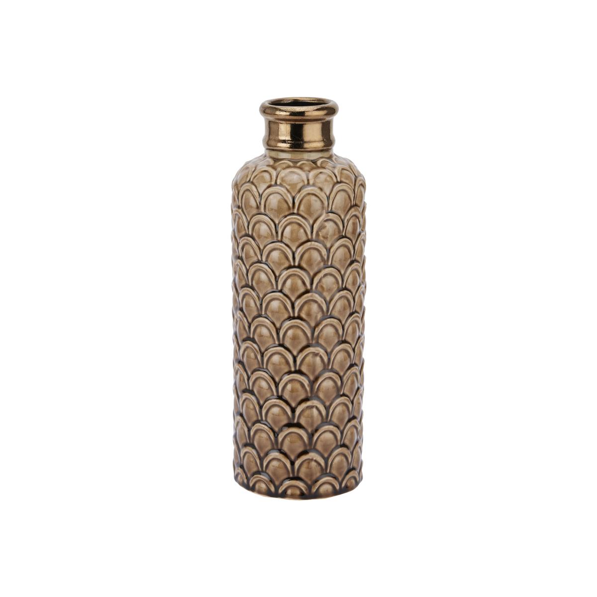 Stephen Collection Large Caramel Scalloped Vase - Brown
