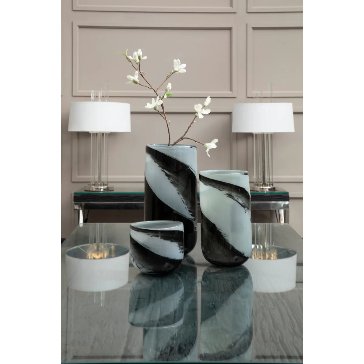 Carra Large Grey And Black Brushstroke Vase - Grey – image 3