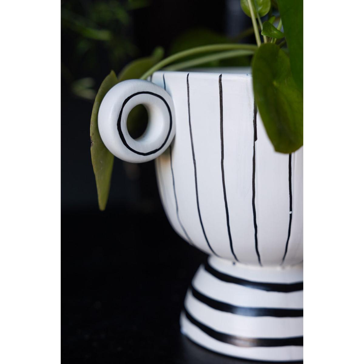 Black & White Stripe Vase with Handles – image 2