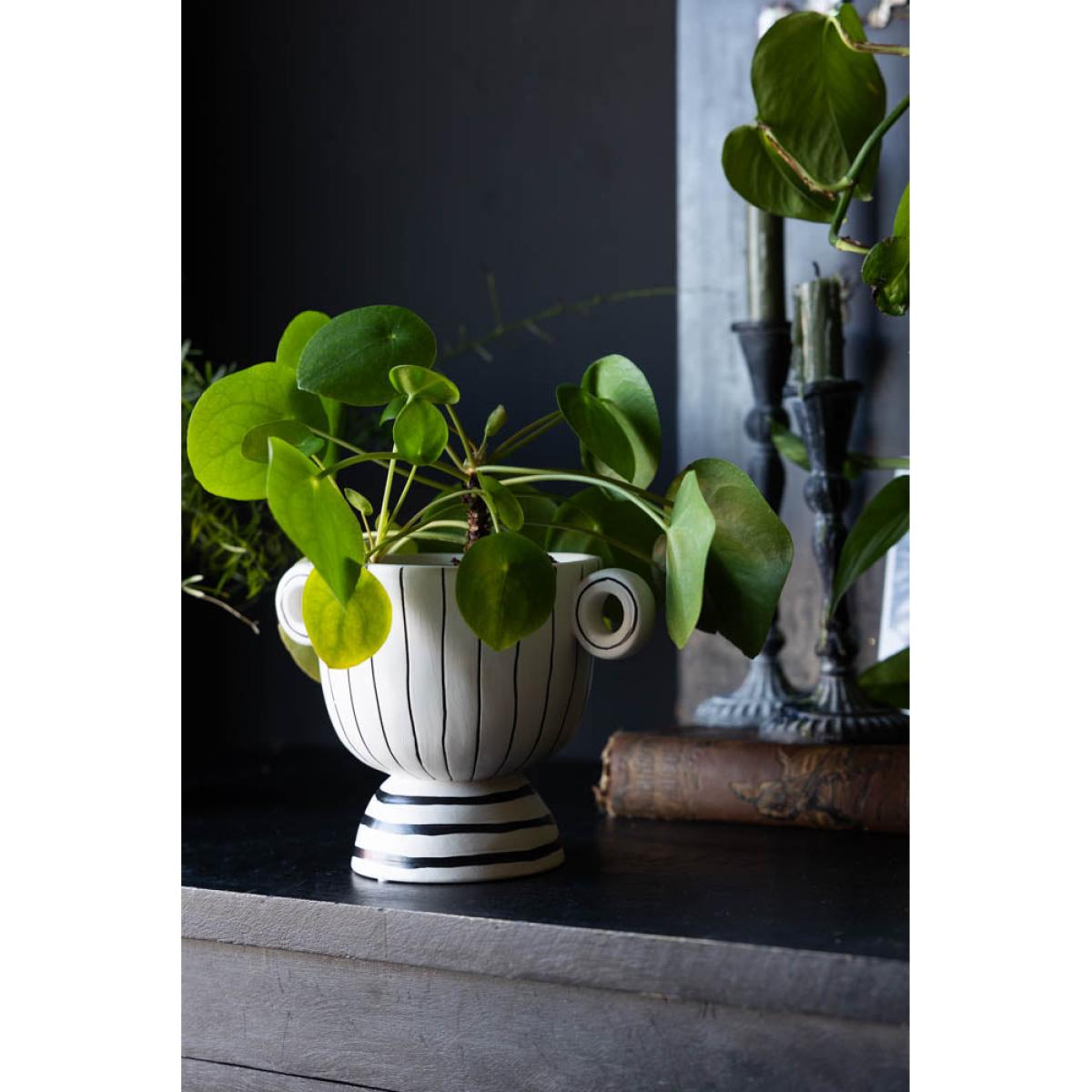 Black & White Stripe Vase with Handles – image 4