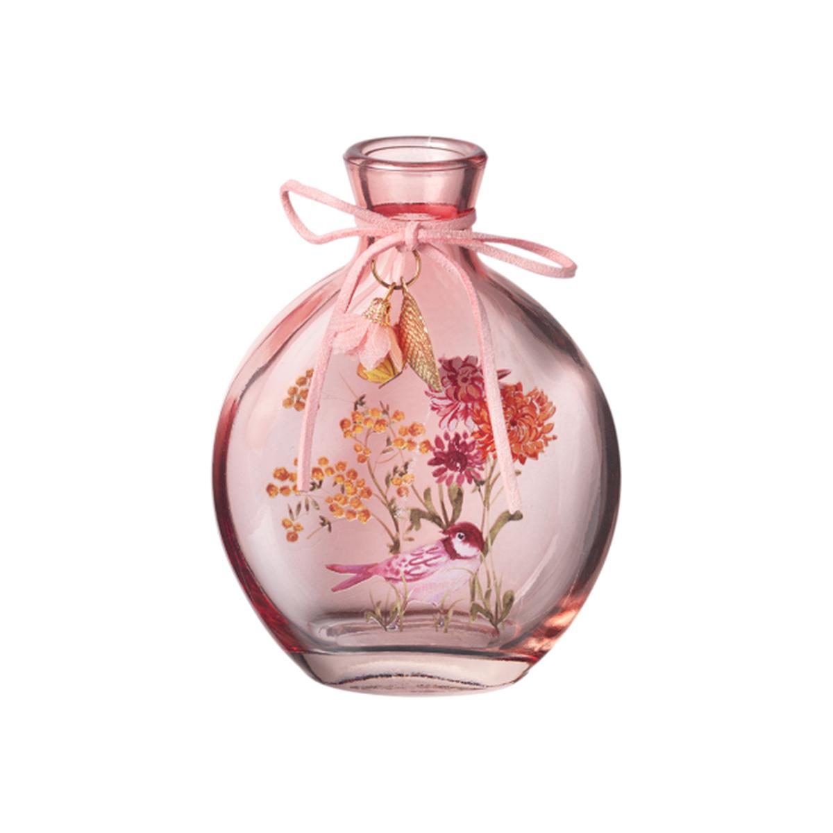 Decorative Floral Bottle with Leaf Charm - Pink – image 1