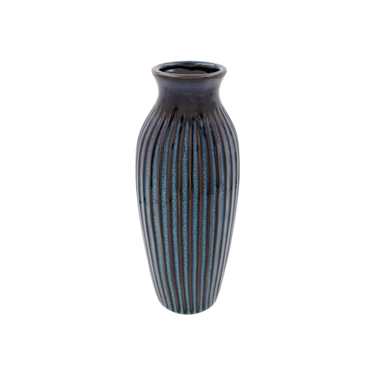 Ribbed Narrow Vase - Blue