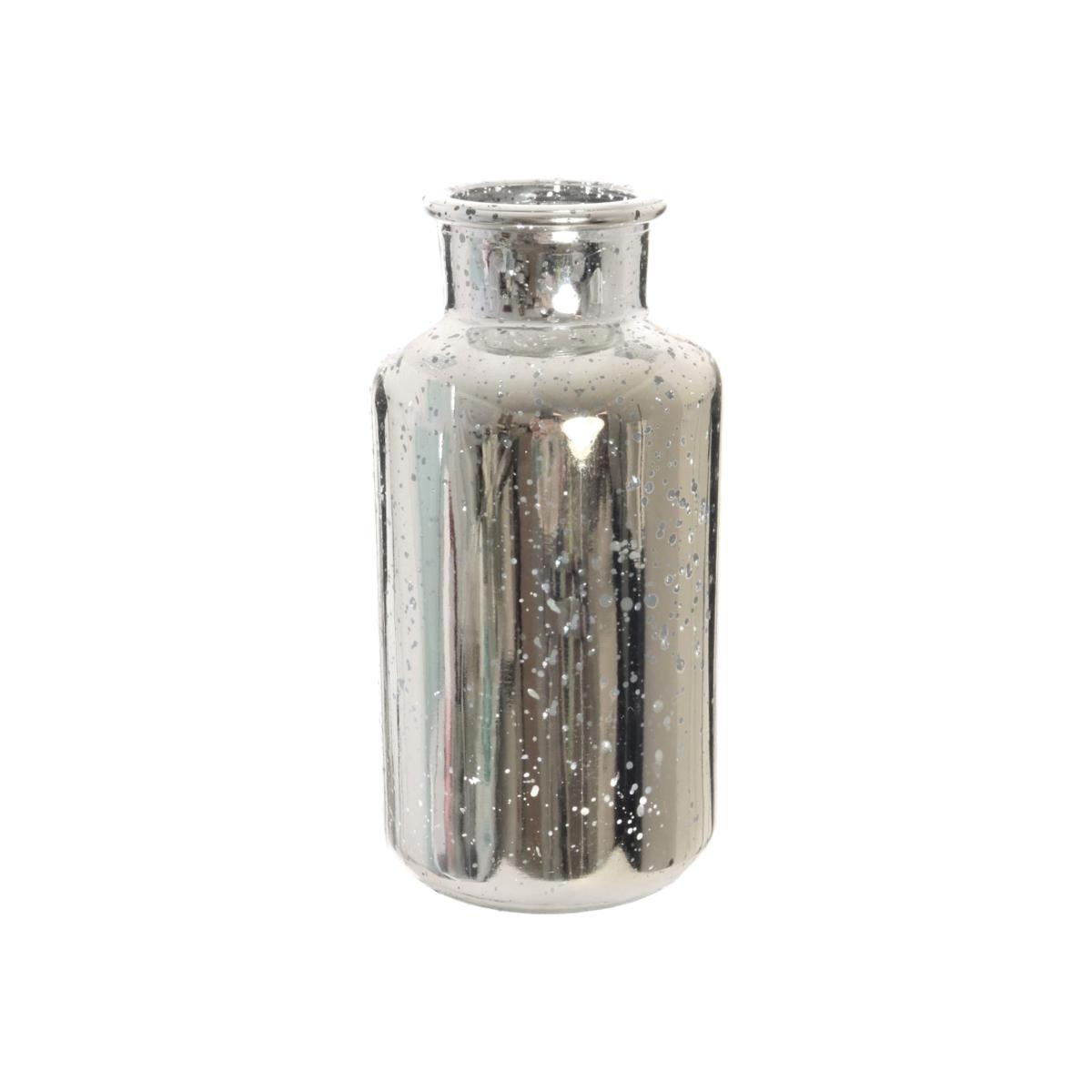 Silver Splatter Funnel Neck Vase - Silver