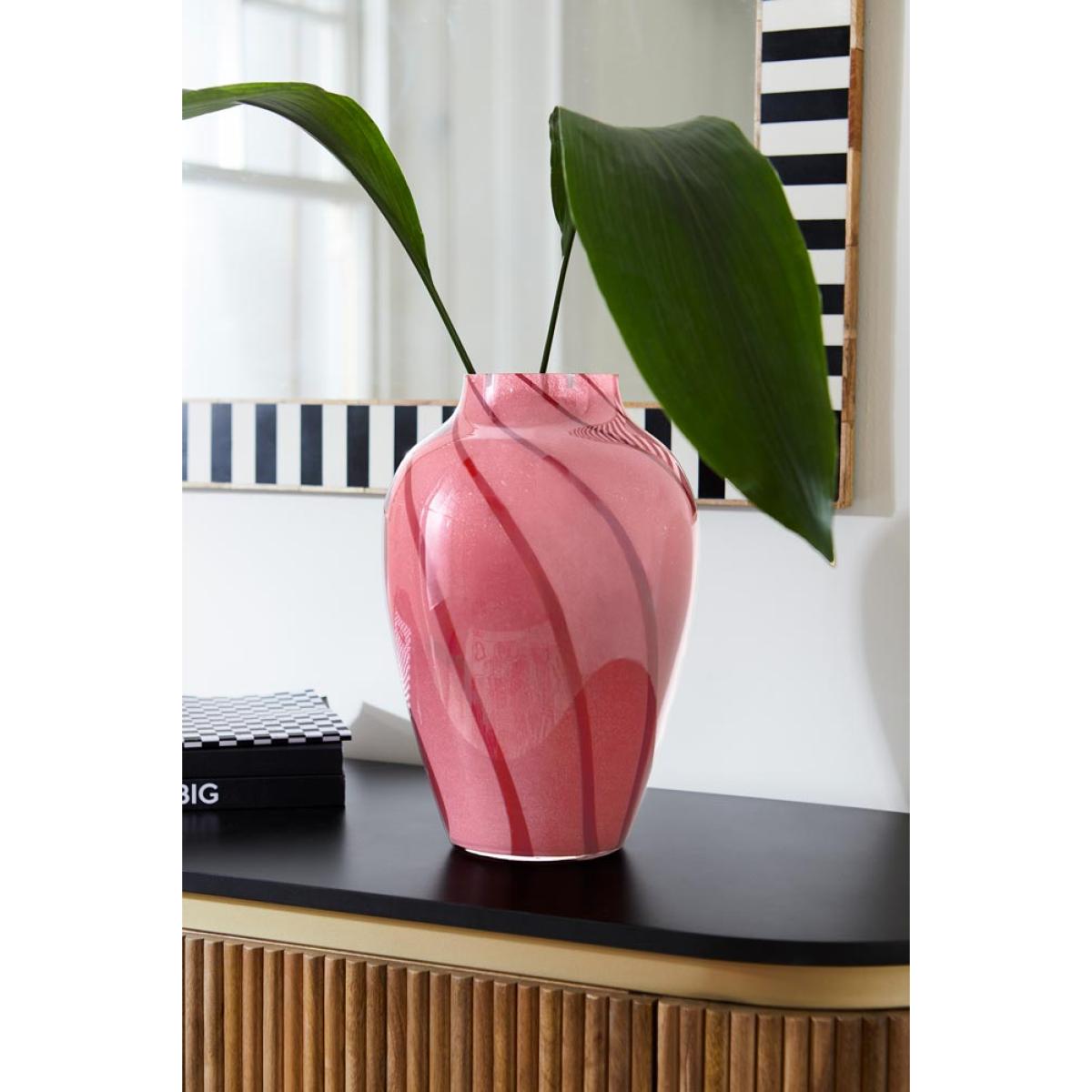 Beautiful Pink & Red Swirl Vase – image 7