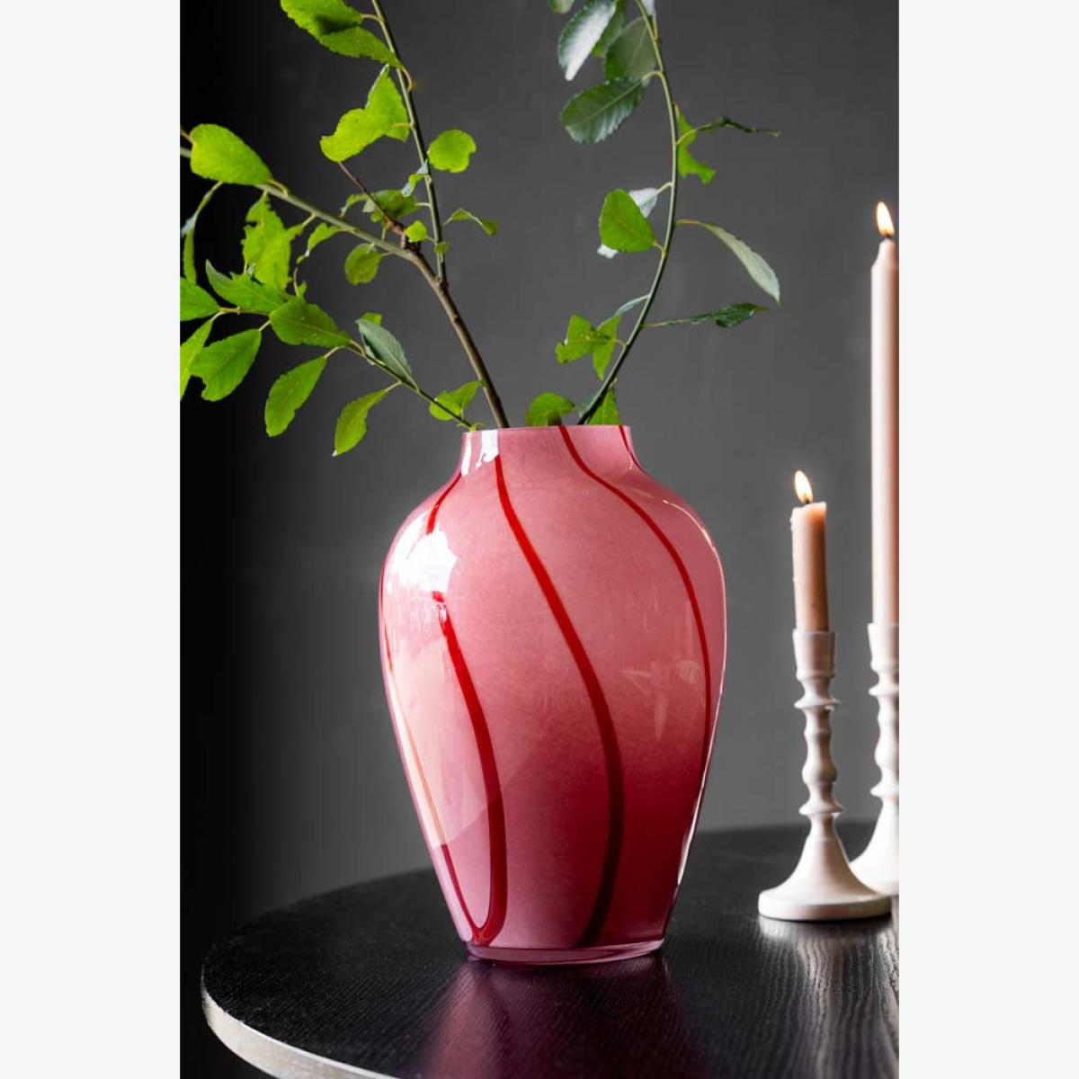 Beautiful Pink & Red Swirl Vase – image 1