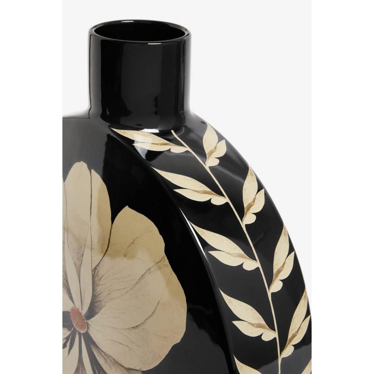 Black Floral Large Vase – image 2