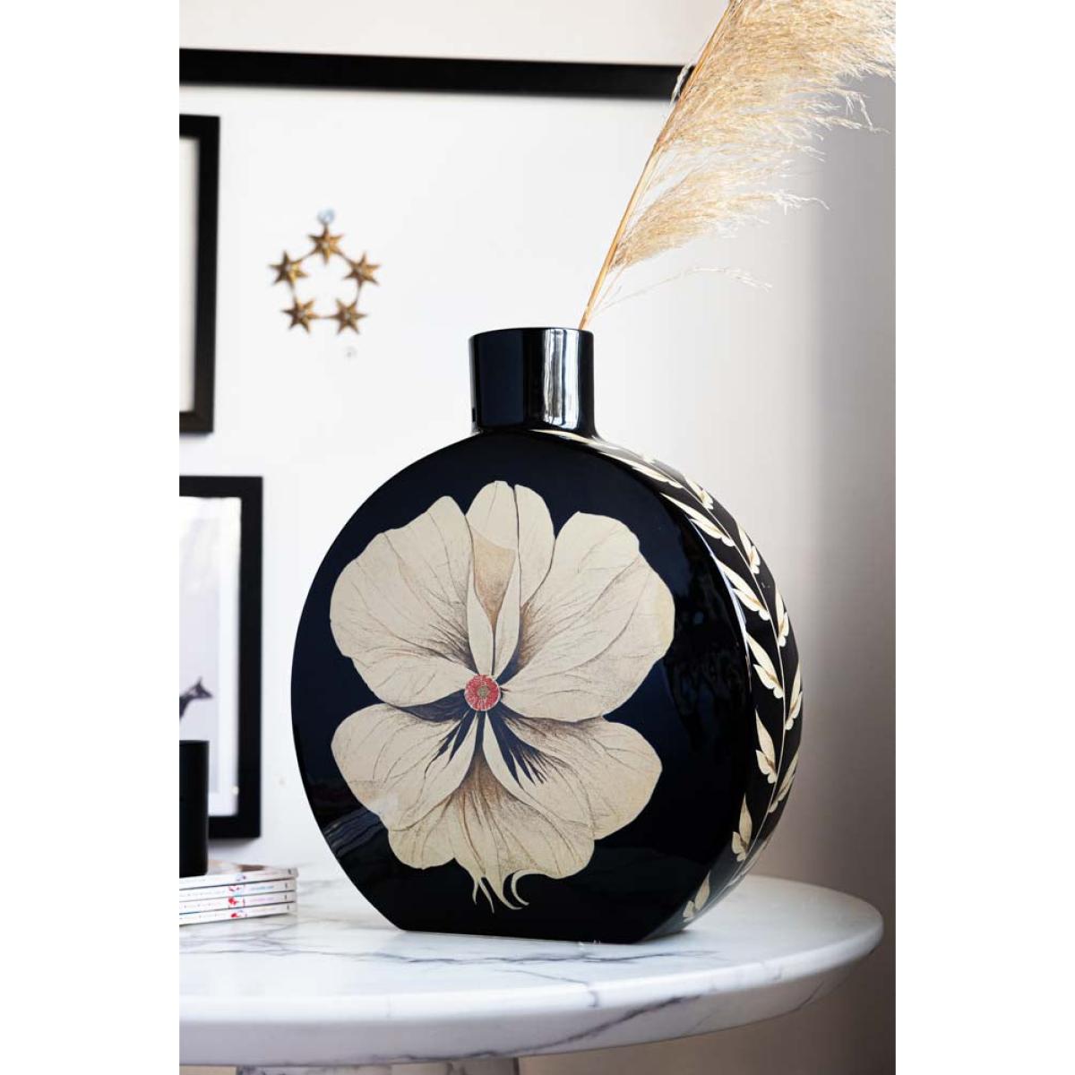 Black Floral Large Vase – image 3