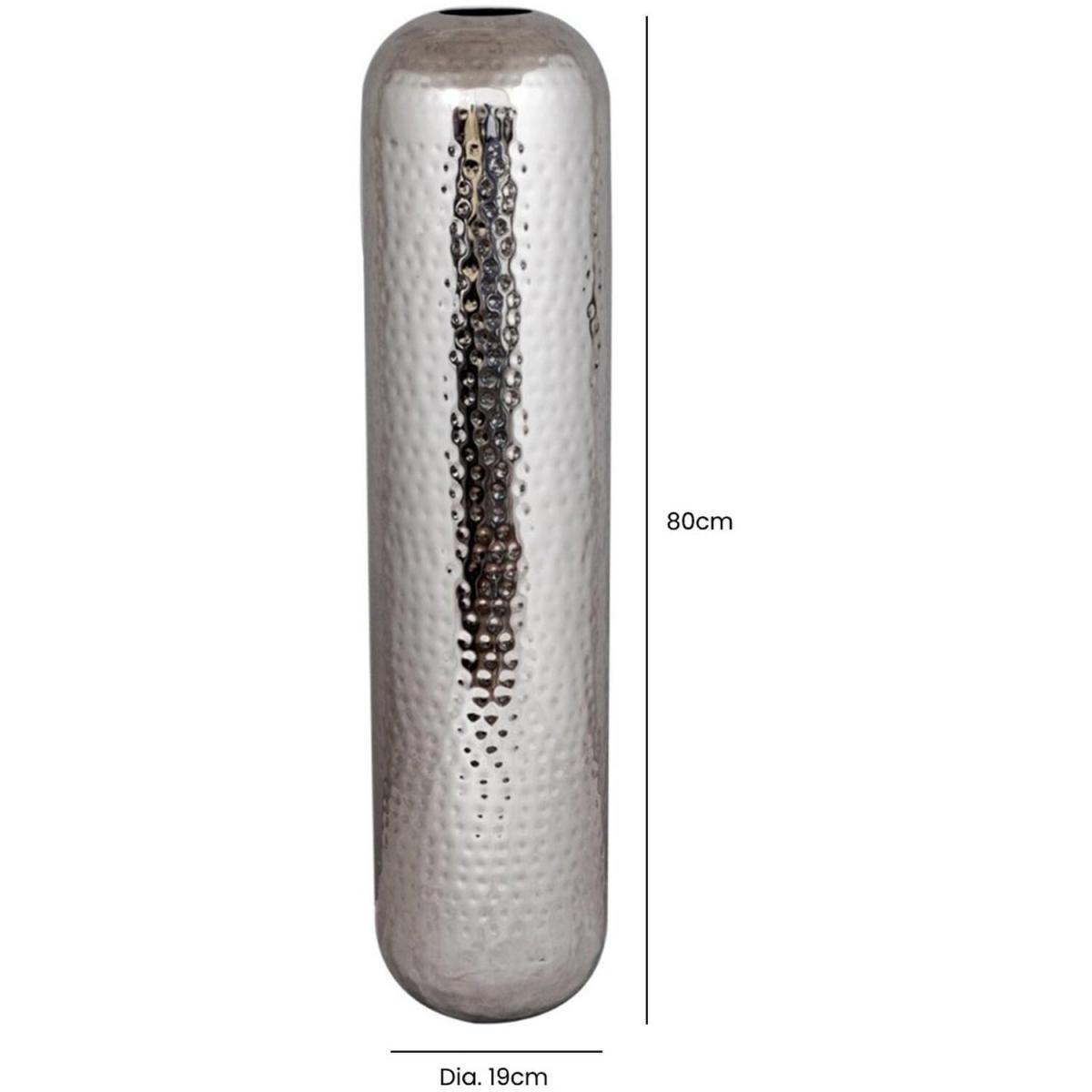 Tall Metal Hammered Chrome Floor Vase - Silver / 80cm – image 6