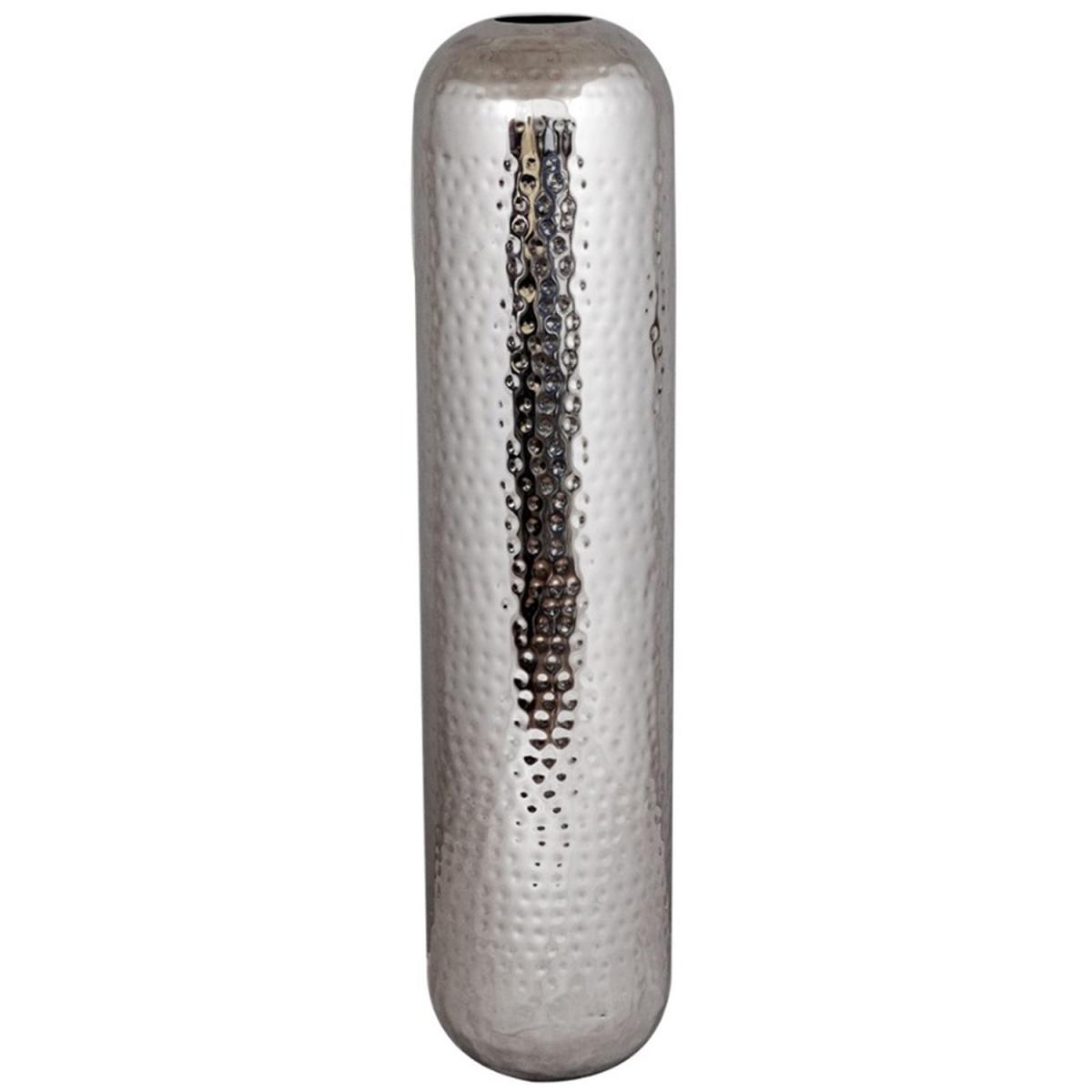 Tall Metal Hammered Chrome Floor Vase - Silver / 80cm – image 7