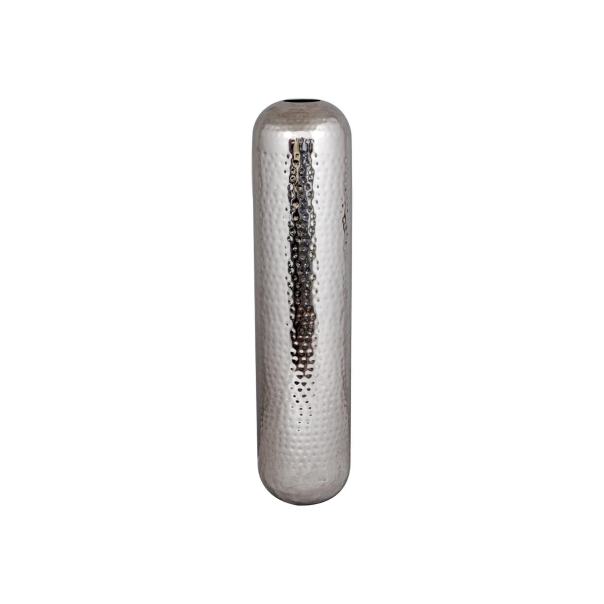 Tall Metal Hammered Chrome Floor Vase - Silver / 80cm – image 1