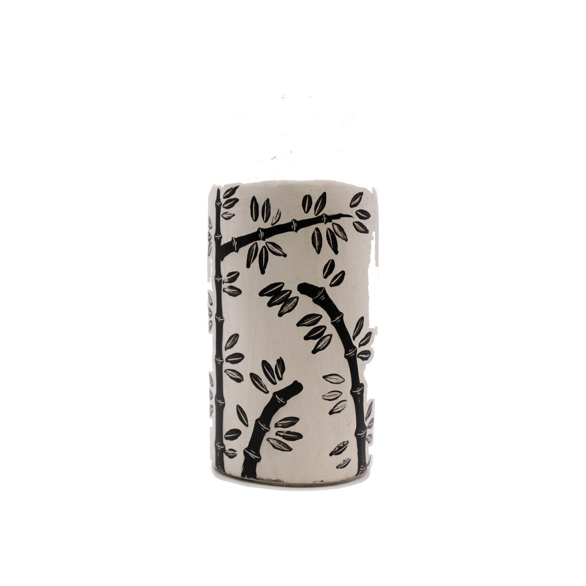 Bamboo Motif Straight Vase - White