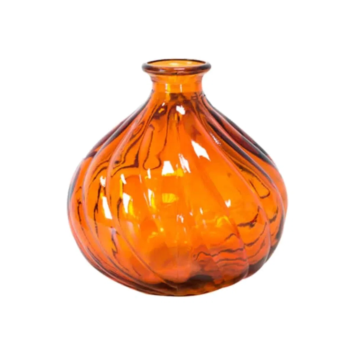 Verano Recycled Glass Ola Round Vase Orange - Orange