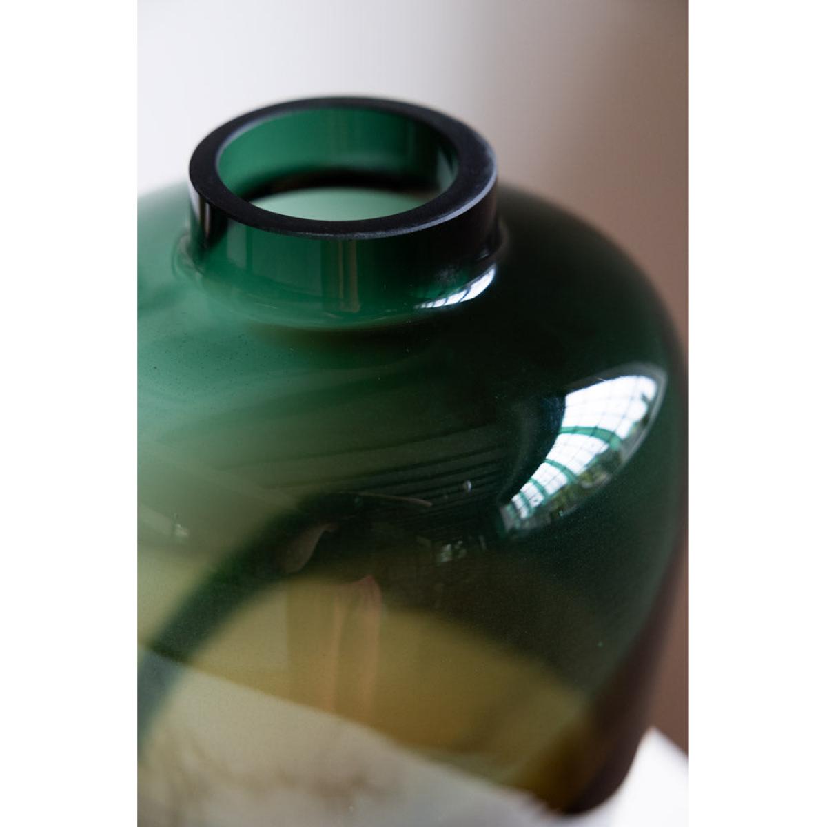 Tall Dark Green & Brown Glass Vase – image 8