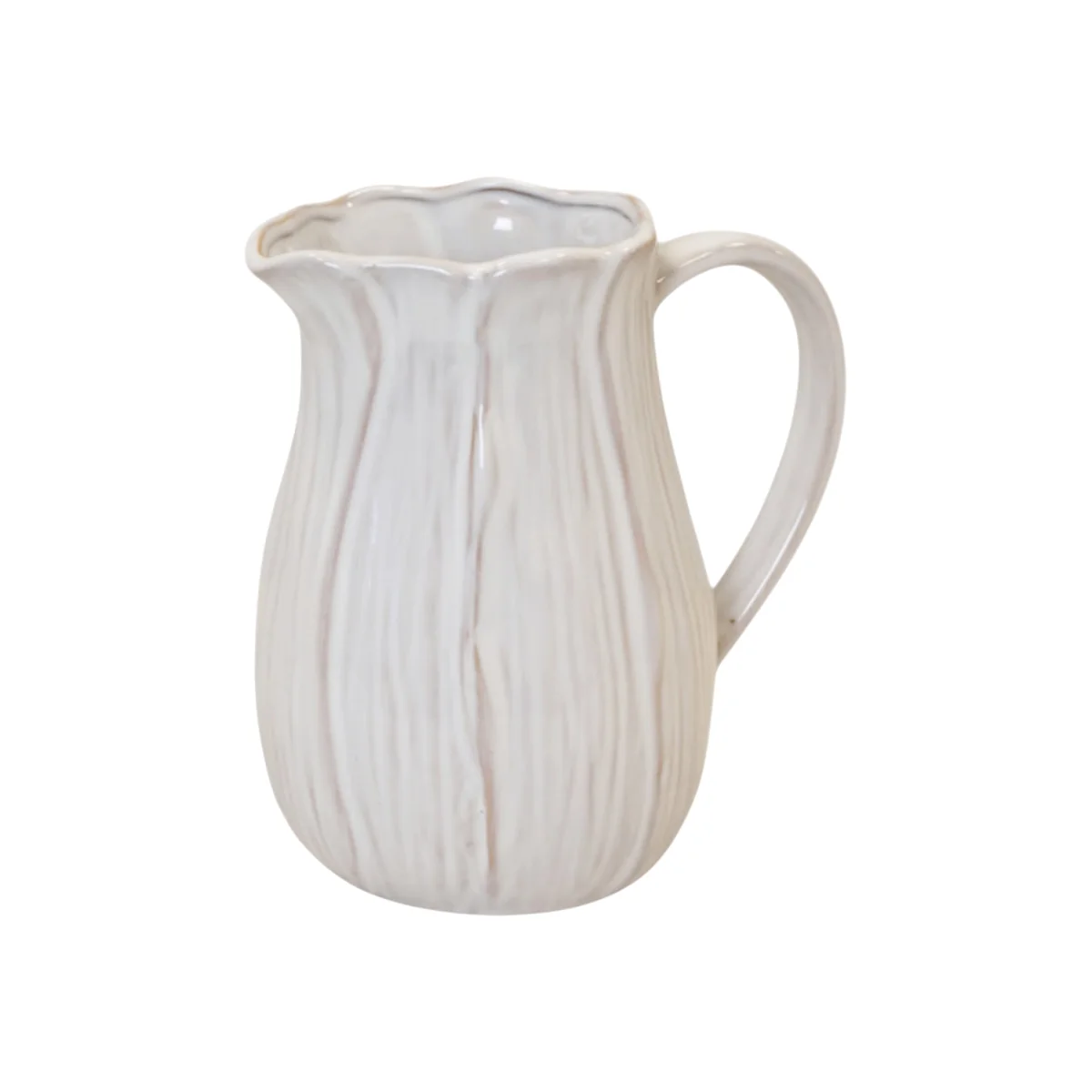 Large Natural Ceramic Petal Shape Jug 19cm - White – image 1