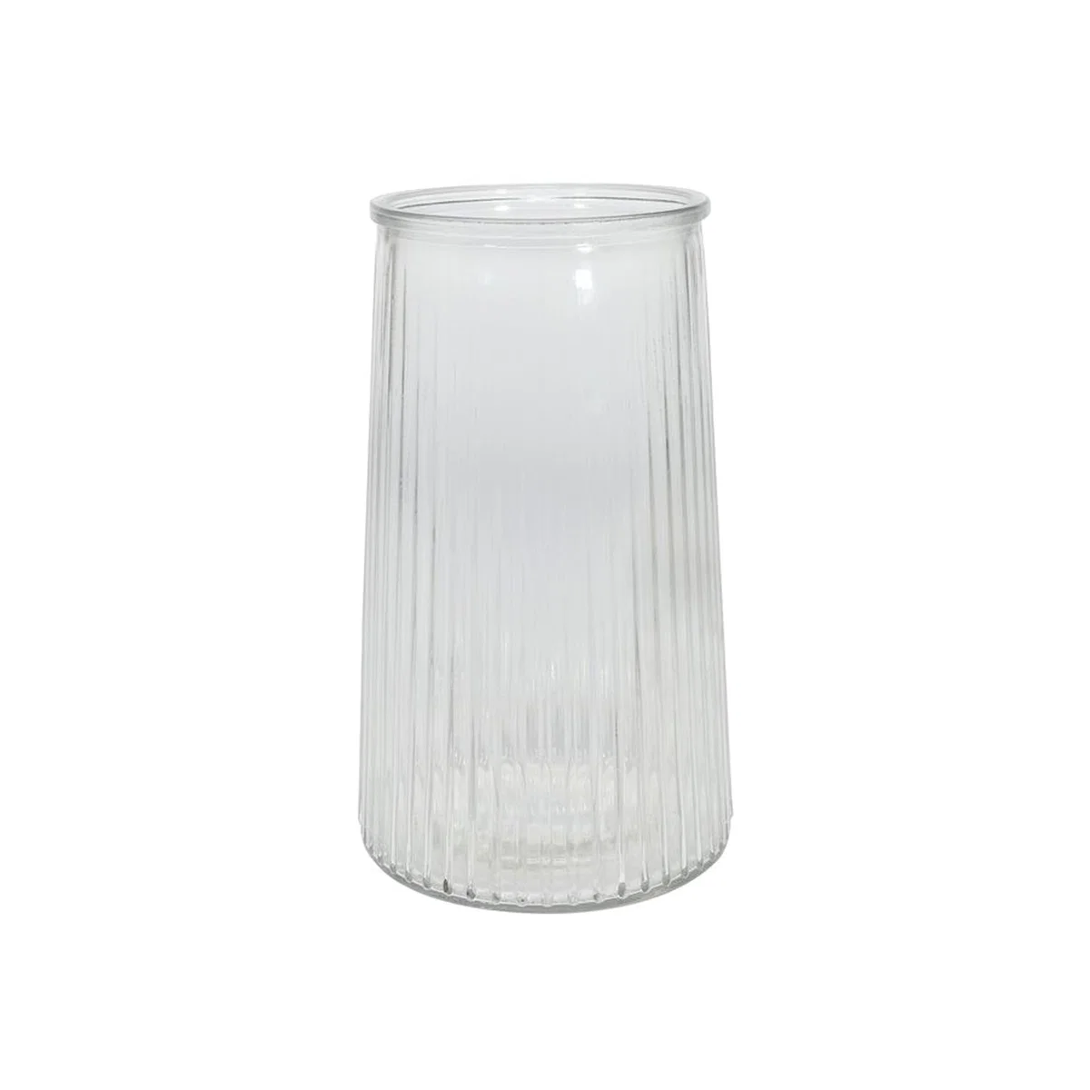 Ribbed Graduated Glass Vase - Clear